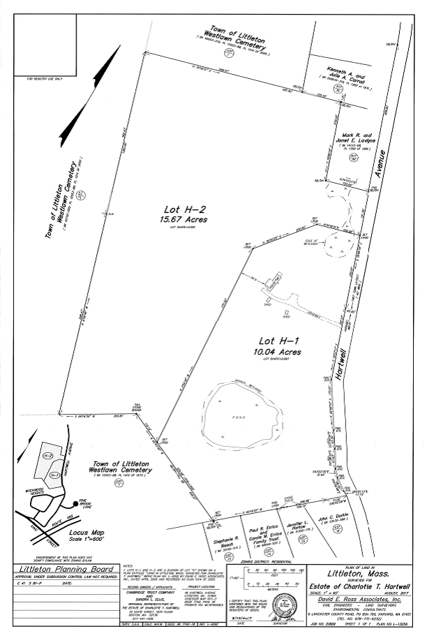 Article 10 - Board of Selectmen-Cemetery Commissioners - Charlotte Hartwell Property Donation for We